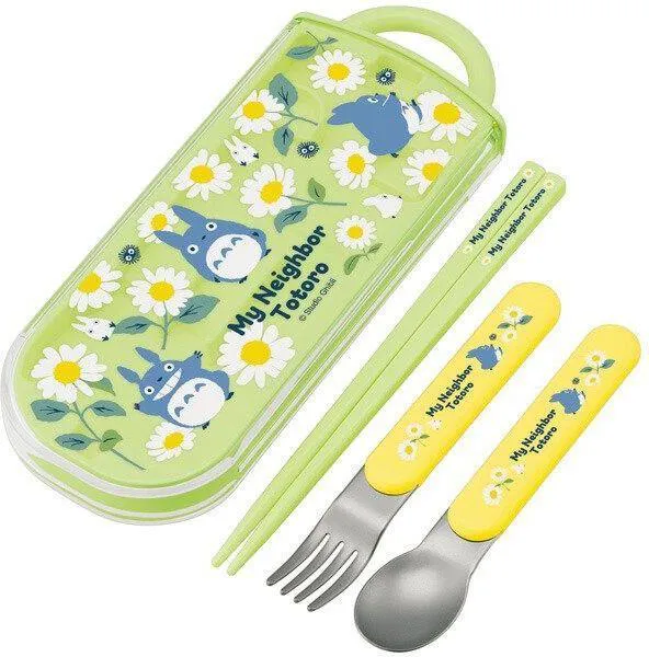 Set Baguettes Cuillere Fourchette Totoro Bleu Marguerites - Mon Voisin Totoro