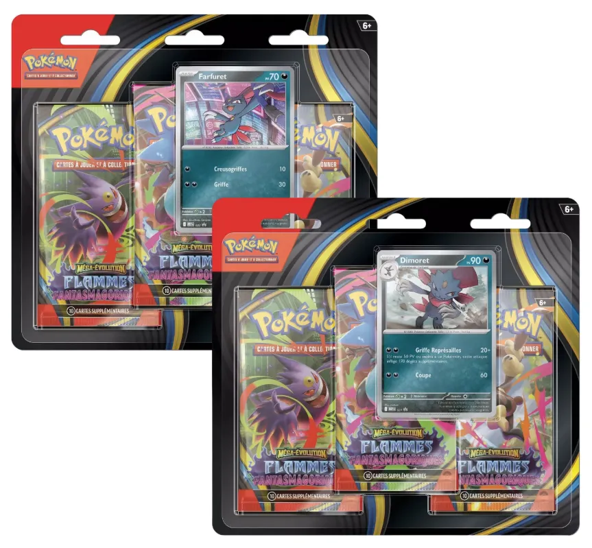 Pokemon Me02 Pack 3 Boosters Flammes Fantasmagoriques
