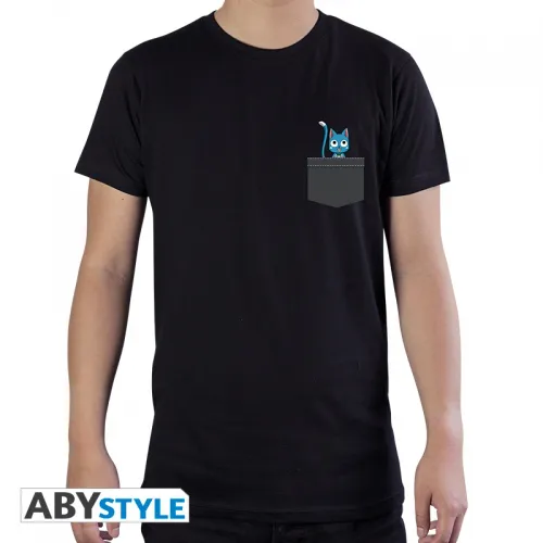 Large Fairy Tail - Tshirt "pocket Happy" Homme Black - Basic Large Fairy Tail - Tshirt "pocket Happy" Homme Black - Basic