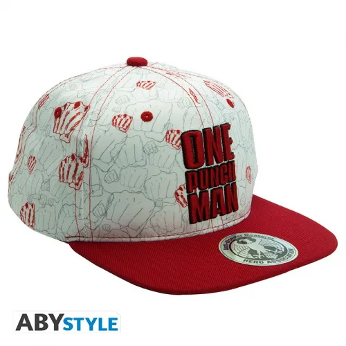One Punch Man - Casquette Snapback- Beige & Rouge - Poings
